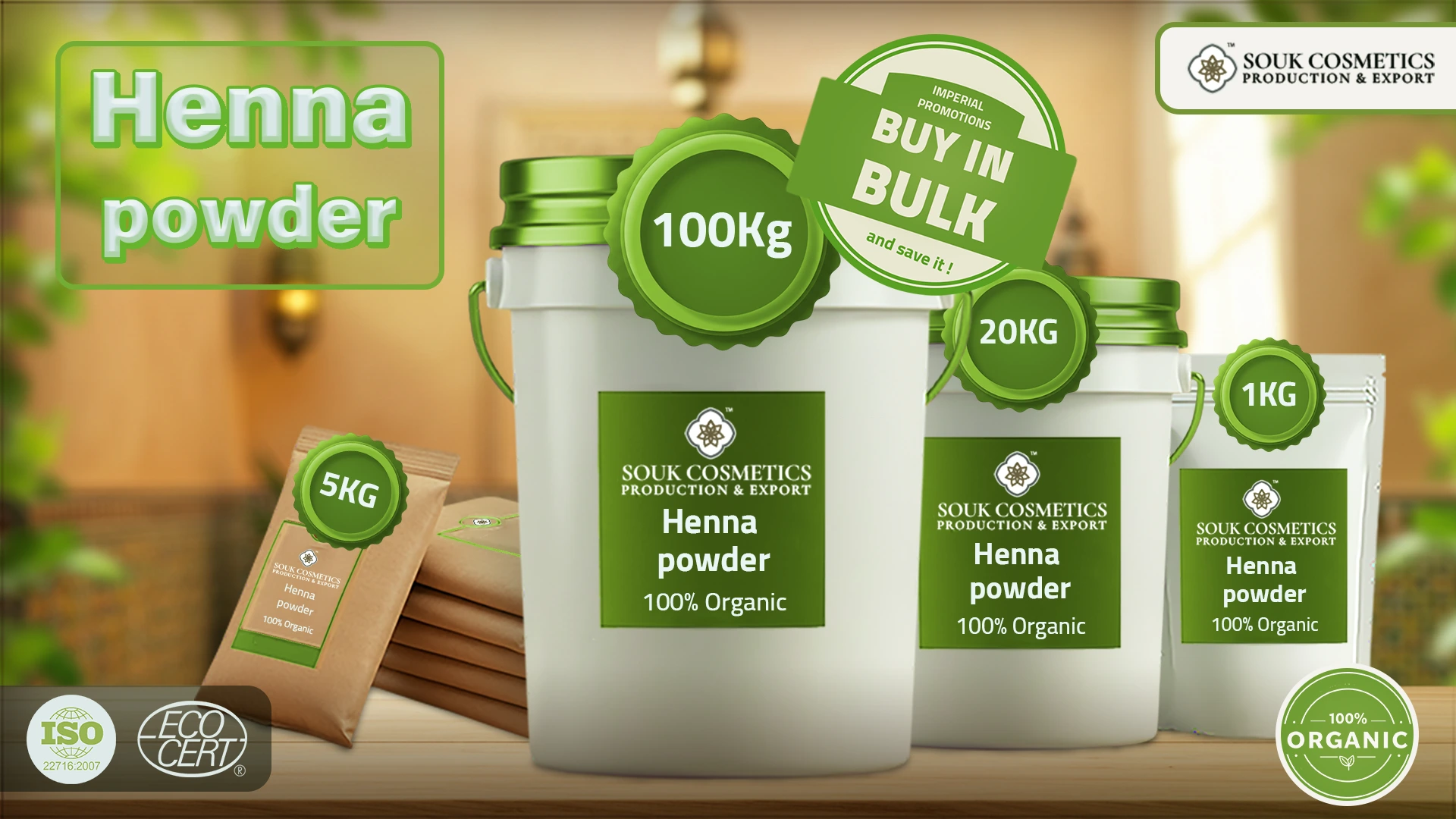 Premium Moroccan Henna Powder in a decorative bowl