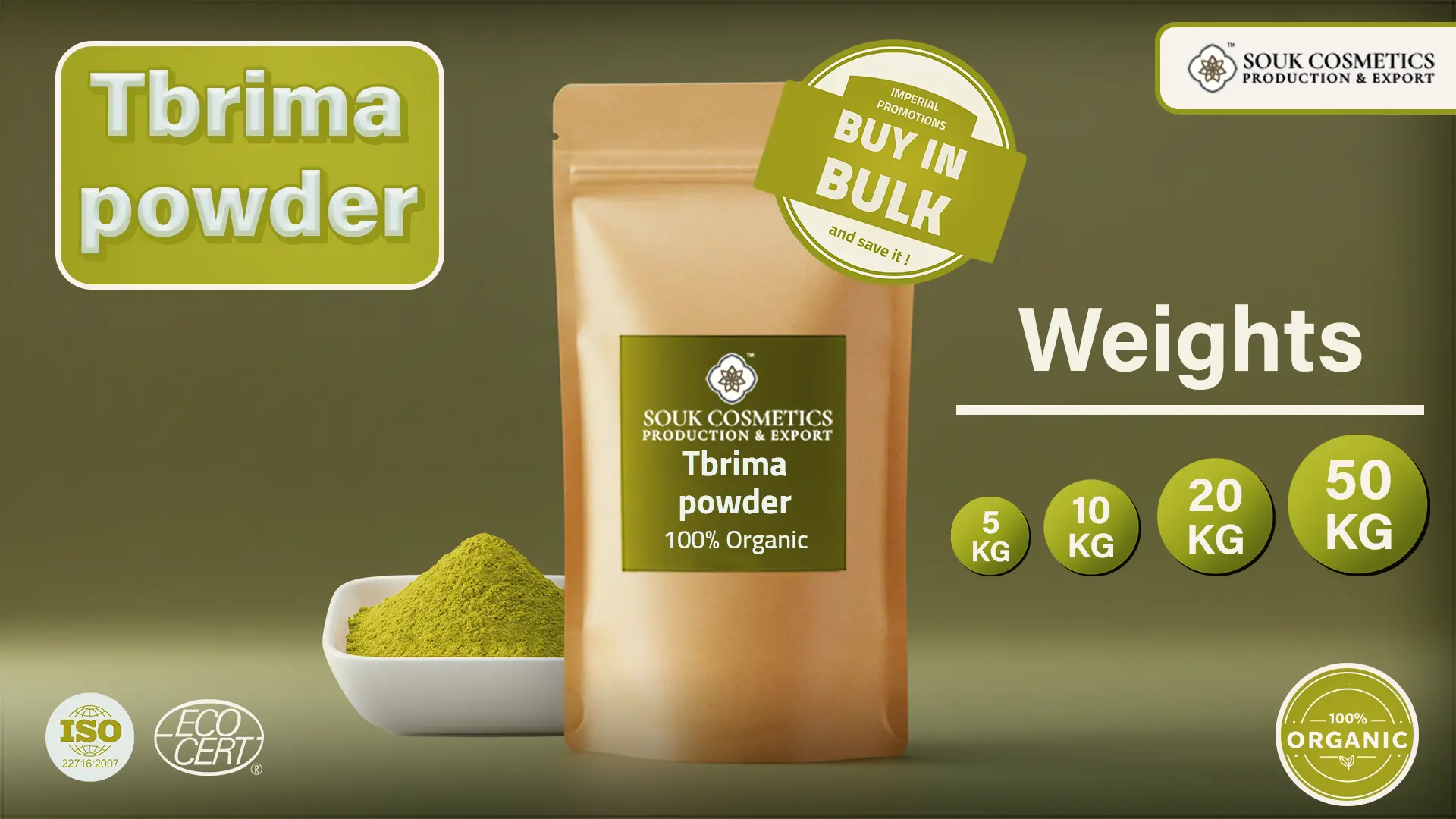 Premium Moroccan Tebrima Powder in a traditional Moroccan bowl