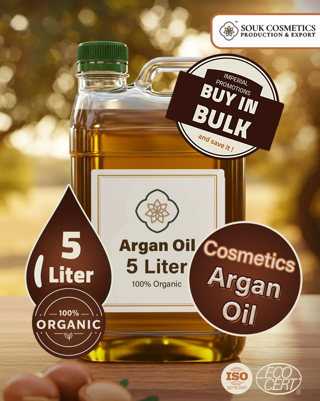 Organic Argan Oil – Pure & Natural 5 Liter