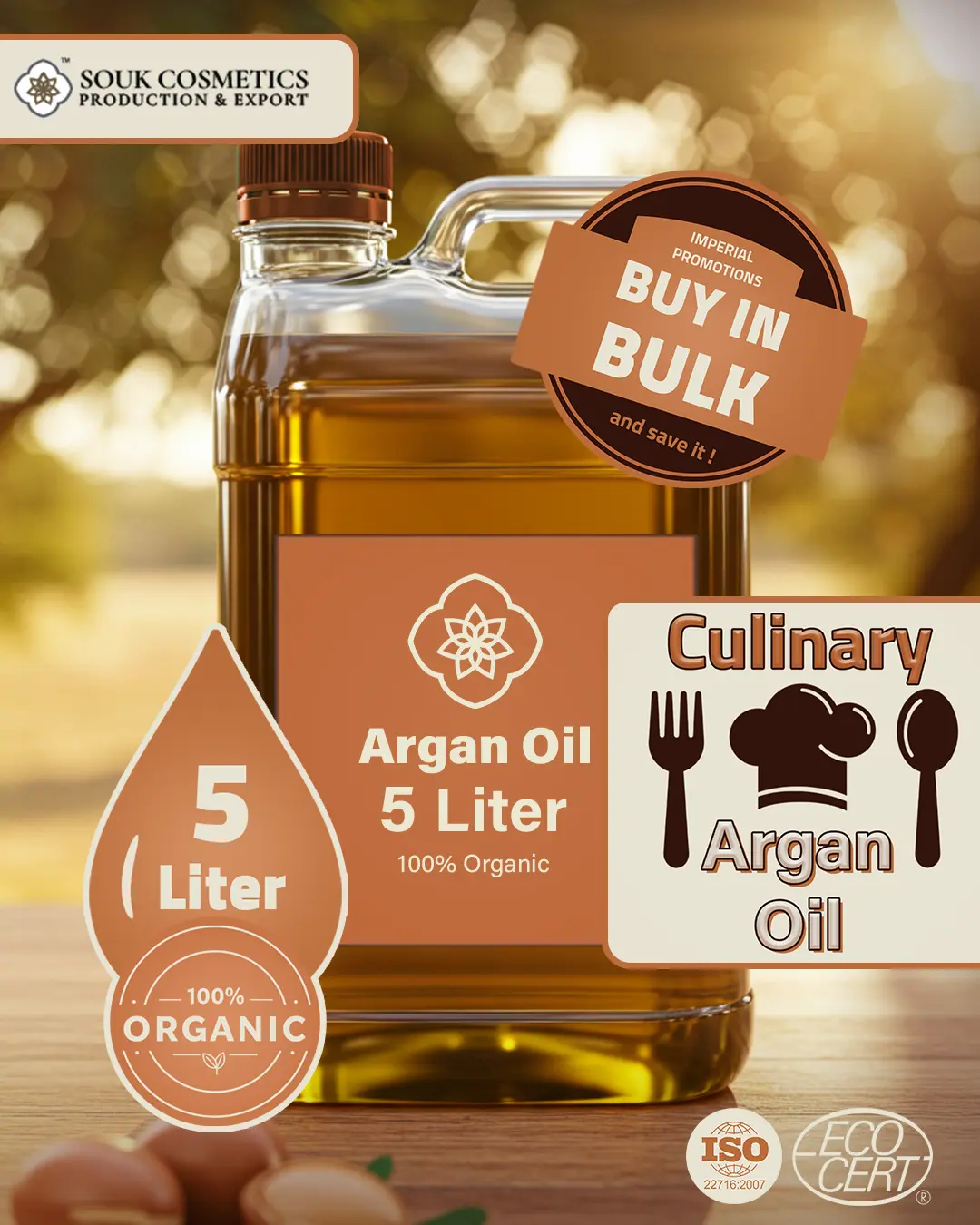 Organic Culinary Argan Oil 5 Liter