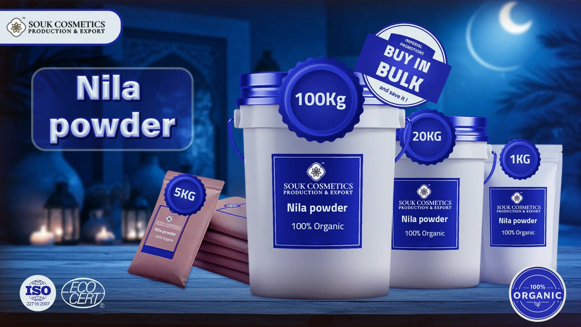 Premium Moroccan Nila Powder in a decorative bowl